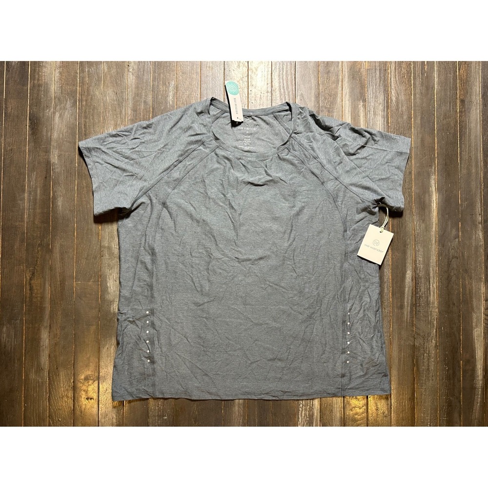 We Wander Women Gray Short Sleeve Activewear Top 4-Way Stretch